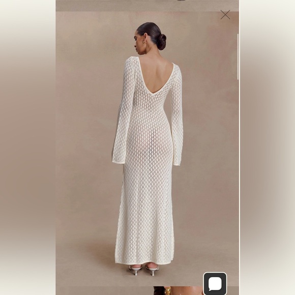 Meshki Cream Crochet Maxi Dress with Keyhole Front - Picture 2 of 7